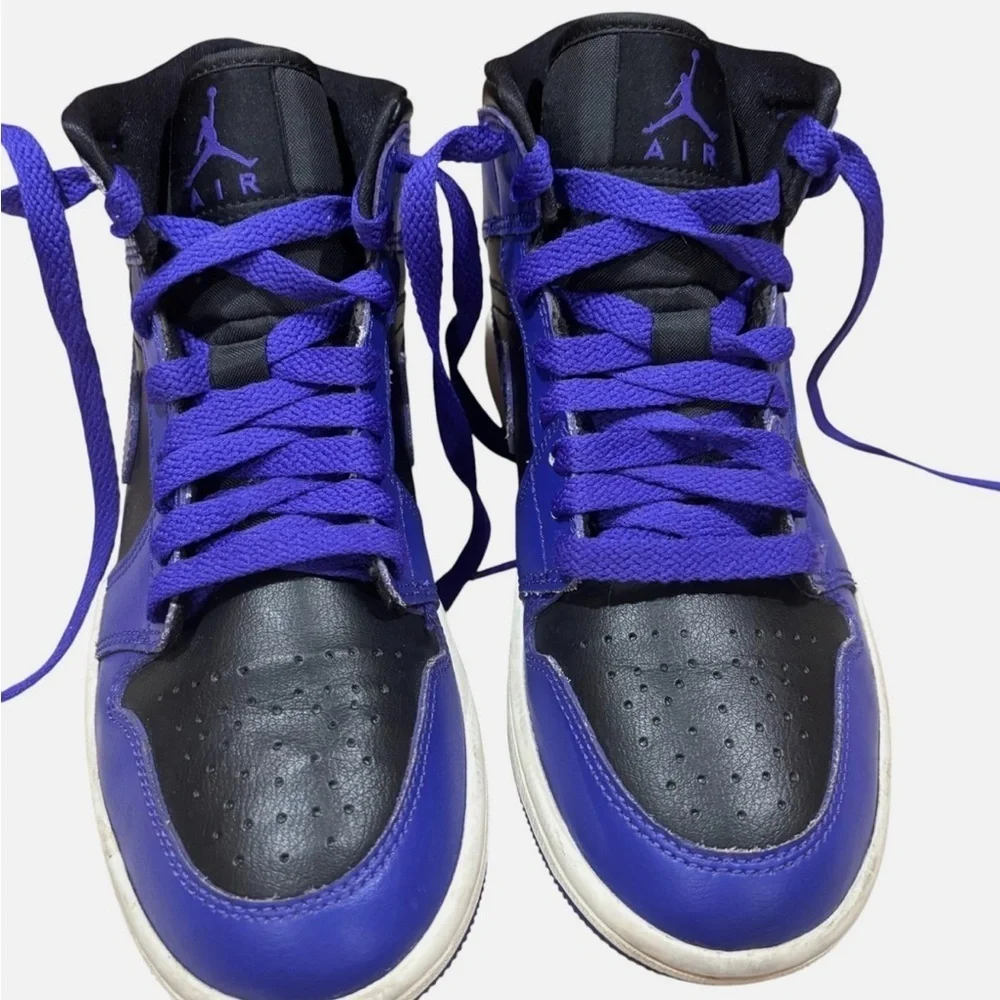 Nike Air Jordan 1 Sz 6 Shoes High-top Basketball Sneakers Purple Black